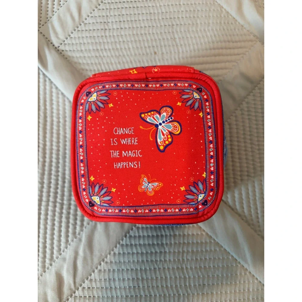 Brighton Bandana Love Jewelry Case Red Blue Butterfly Travel Organizer NWT Boho
